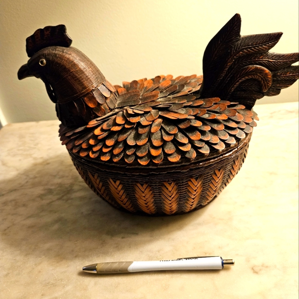 Vintage woven chicken basket